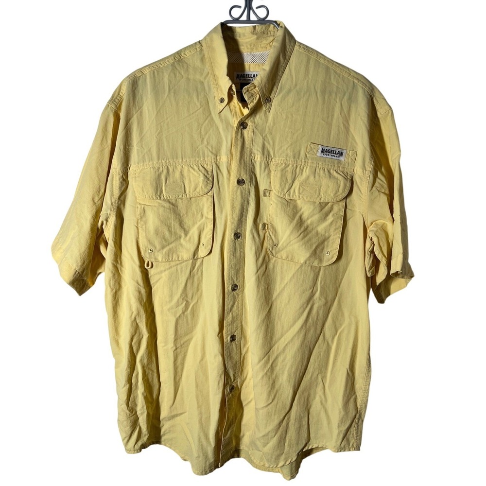 Magellan Sportswear Short Sleeve‎ Vented Fishing Shirt (Size L) Yellow